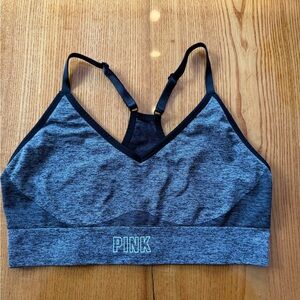 Victoria's Secret PINK Heather Gray Seamless Bralette with Black Trim